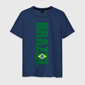 Мужская футболка хлопок с принтом Футбол Бразилия в Белгороде, 100% хлопок | прямой крой, круглый вырез горловины, длина до линии бедер, слегка спущенное плечо. | Тематика изображения на принте: бразилия