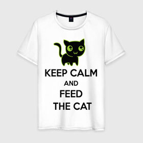 Мужская футболка хлопок с принтом Кормите котиков в Белгороде, 100% хлопок | прямой крой, круглый вырез горловины, длина до линии бедер, слегка спущенное плечо. | 