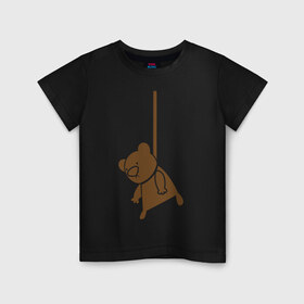 Детская футболка хлопок с принтом Мишутка суицидник в Белгороде, 100% хлопок | круглый вырез горловины, полуприлегающий силуэт, длина до линии бедер | виселица | медведь | мишка | петля | суицид
