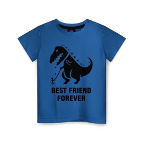 Детская футболка хлопок с принтом Годзилла Best friend в Белгороде, 100% хлопок | круглый вырез горловины, полуприлегающий силуэт, длина до линии бедер | годзилла | динозавр | друг | лучший | навек | навсегда | тираннозавр