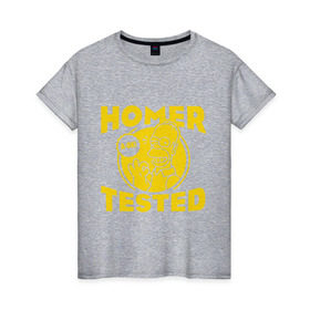 Женская футболка хлопок с принтом Homer tested в Белгороде, 100% хлопок | прямой крой, круглый вырез горловины, длина до линии бедер, слегка спущенное плечо | гомер