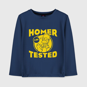 Детский лонгслив хлопок с принтом Homer tested в Белгороде, 100% хлопок | круглый вырез горловины, полуприлегающий силуэт, длина до линии бедер | гомер