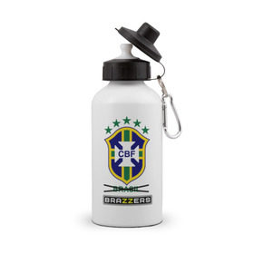 Бутылка спортивная с принтом Сборная Бразилии по футболу в Белгороде, металл | емкость — 500 мл, в комплекте две пластиковые крышки и карабин для крепления | brazzers | бразилия