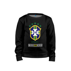 Детский свитшот хлопок с принтом Сборная Бразилии по футболу в Белгороде, 100% хлопок | круглый вырез горловины, эластичные манжеты, пояс и воротник | brazzers | бразилия