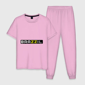 Мужская пижама хлопок с принтом Brazzil в Белгороде, 100% хлопок | брюки и футболка прямого кроя, без карманов, на брюках мягкая резинка на поясе и по низу штанин
 | brazzers | бразилия