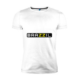 Мужская футболка премиум с принтом Brazzil в Белгороде, 92% хлопок, 8% лайкра | приталенный силуэт, круглый вырез ворота, длина до линии бедра, короткий рукав | brazzers | бразилия