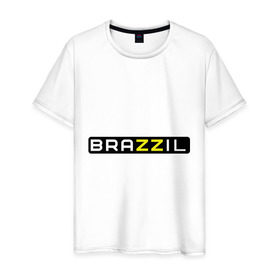 Мужская футболка хлопок с принтом Brazzil в Белгороде, 100% хлопок | прямой крой, круглый вырез горловины, длина до линии бедер, слегка спущенное плечо. | brazzers | бразилия