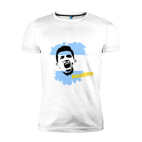 Мужская футболка премиум с принтом Серхио Агуэро (Sergio Aguero) в Белгороде, 92% хлопок, 8% лайкра | приталенный силуэт, круглый вырез ворота, длина до линии бедра, короткий рукав | мяч | спорт | футбол