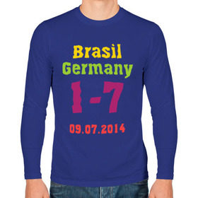 Мужской лонгслив хлопок с принтом Бразилия - Германия в Белгороде, 100% хлопок |  | Тематика изображения на принте: 