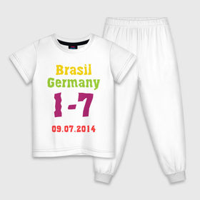 Детская пижама хлопок с принтом Бразилия - Германия в Белгороде, 100% хлопок |  брюки и футболка прямого кроя, без карманов, на брюках мягкая резинка на поясе и по низу штанин
 | 