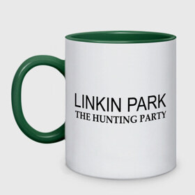 Кружка двухцветная с принтом Linkin Park The hunting party в Белгороде, керамика | объем — 330 мл, диаметр — 80 мм. Цветная ручка и кайма сверху, в некоторых цветах — вся внутренняя часть | hunting | linkin | park | party