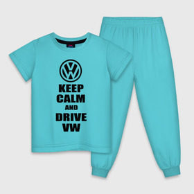 Детская пижама хлопок с принтом Keep calm and drive vw в Белгороде, 100% хлопок |  брюки и футболка прямого кроя, без карманов, на брюках мягкая резинка на поясе и по низу штанин
 | calm | drive | keep | volkswagen | веди | води | вольксваген | оставайся | сохраняй | спокойствие
