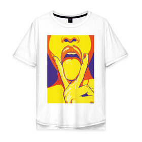 Мужская футболка хлопок Oversize с принтом V-tongue в Белгороде, 100% хлопок | свободный крой, круглый ворот, “спинка” длиннее передней части | 