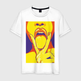 Мужская футболка хлопок с принтом V-tongue в Белгороде, 100% хлопок | прямой крой, круглый вырез горловины, длина до линии бедер, слегка спущенное плечо. | 