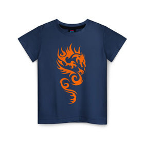 Детская футболка хлопок с принтом Пылающий дракон в Белгороде, 100% хлопок | круглый вырез горловины, полуприлегающий силуэт, длина до линии бедер | 