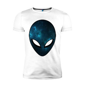 Мужская футболка премиум с принтом Инопланетный разум в Белгороде, 92% хлопок, 8% лайкра | приталенный силуэт, круглый вырез ворота, длина до линии бедра, короткий рукав | астронавт | галактика | голова | звезды | инопланетянин | космос | пришелец