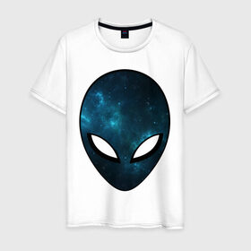 Мужская футболка хлопок с принтом Инопланетный разум в Белгороде, 100% хлопок | прямой крой, круглый вырез горловины, длина до линии бедер, слегка спущенное плечо. | Тематика изображения на принте: астронавт | галактика | голова | звезды | инопланетянин | космос | пришелец