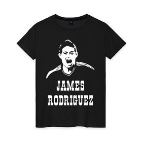 Женская футболка хлопок с принтом James Rodriguez в Белгороде, 100% хлопок | прямой крой, круглый вырез горловины, длина до линии бедер, слегка спущенное плечо | columbia | football | james | rodriguez | колумбия | родригес | футбол | хамес