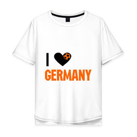 Мужская футболка хлопок Oversize с принтом I love Germany в Белгороде, 100% хлопок | свободный крой, круглый ворот, “спинка” длиннее передней части | deutsch | football | germany | heart | love | германия | люблю | мяч | сердце | футбол