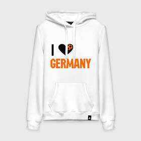 Женская толстовка хлопок с принтом I love Germany в Белгороде, френч-терри, мягкий теплый начес внутри (100% хлопок) | карман-кенгуру, эластичные манжеты и нижняя кромка, капюшон с подкладом и шнурком | deutsch | football | germany | heart | love | германия | люблю | мяч | сердце | футбол