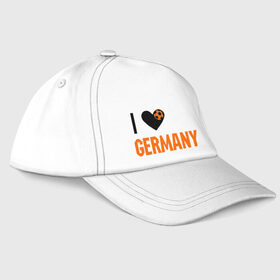 Бейсболка с принтом I love Germany в Белгороде, 100% хлопок | классический козырек, металлическая застежка-регулятор размера | deutsch | football | germany | heart | love | германия | люблю | мяч | сердце | футбол