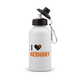 Бутылка спортивная с принтом I love Germany в Белгороде, металл | емкость — 500 мл, в комплекте две пластиковые крышки и карабин для крепления | deutsch | football | germany | heart | love | германия | люблю | мяч | сердце | футбол