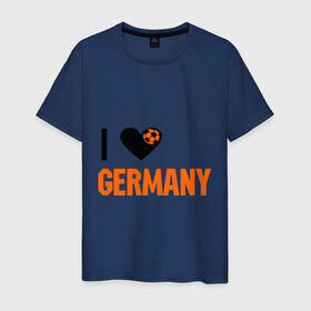 Мужская футболка хлопок с принтом I love Germany в Белгороде, 100% хлопок | прямой крой, круглый вырез горловины, длина до линии бедер, слегка спущенное плечо. | deutsch | football | germany | heart | love | германия | люблю | мяч | сердце | футбол
