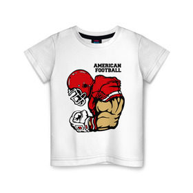 Детская футболка хлопок с принтом Американский футбол в Белгороде, 100% хлопок | круглый вырез горловины, полуприлегающий силуэт, длина до линии бедер | регби