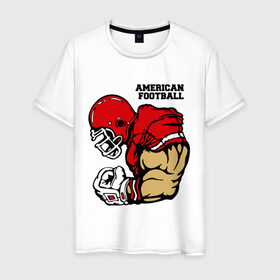 Мужская футболка хлопок с принтом Американский футбол в Белгороде, 100% хлопок | прямой крой, круглый вырез горловины, длина до линии бедер, слегка спущенное плечо. | регби