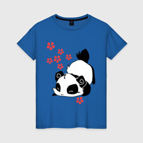 Женская футболка хлопок с принтом Панда в Белгороде, 100% хлопок | прямой крой, круглый вырез горловины, длина до линии бедер, слегка спущенное плечо | панда