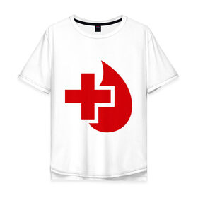 Мужская футболка хлопок Oversize с принтом Донор в Белгороде, 100% хлопок | свободный крой, круглый ворот, “спинка” длиннее передней части | донор | красный крест | крест | кровь | медицина | сердце