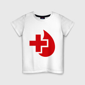 Детская футболка хлопок с принтом Донор в Белгороде, 100% хлопок | круглый вырез горловины, полуприлегающий силуэт, длина до линии бедер | Тематика изображения на принте: донор | красный крест | крест | кровь | медицина | сердце