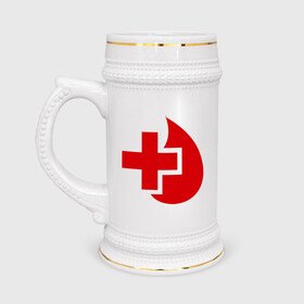 Кружка пивная с принтом Донор в Белгороде,  керамика (Материал выдерживает высокую температуру, стоит избегать резкого перепада температур) |  объем 630 мл | донор | красный крест | крест | кровь | медицина | сердце