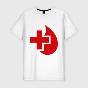 Мужская футболка премиум с принтом Донор в Белгороде, 92% хлопок, 8% лайкра | приталенный силуэт, круглый вырез ворота, длина до линии бедра, короткий рукав | донор | красный крест | крест | кровь | медицина | сердце
