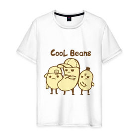 Мужская футболка хлопок с принтом Крутые Бобы в Белгороде, 100% хлопок | прямой крой, круглый вырез горловины, длина до линии бедер, слегка спущенное плечо. | боб | бобы | еда | кепка