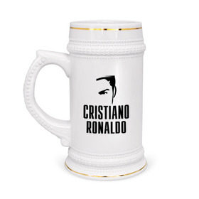 Кружка пивная с принтом Cristiano Ronaldo 7 в Белгороде,  керамика (Материал выдерживает высокую температуру, стоит избегать резкого перепада температур) |  объем 630 мл | cristiano ronaldo | мяч | спорт | футбол
