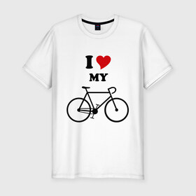 Мужская футболка премиум с принтом Я люблю велосипед в Белгороде, 92% хлопок, 8% лайкра | приталенный силуэт, круглый вырез ворота, длина до линии бедра, короткий рукав | велик | велосипед | девушка | сердечко | я