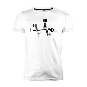 Мужская футболка премиум с принтом Химическая формула спирт в Белгороде, 92% хлопок, 8% лайкра | приталенный силуэт, круглый вырез ворота, длина до линии бедра, короткий рукав | Тематика изображения на принте: спирт | формула | химия