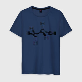 Мужская футболка хлопок с принтом Химическая формула спирт в Белгороде, 100% хлопок | прямой крой, круглый вырез горловины, длина до линии бедер, слегка спущенное плечо. | спирт | формула | химия