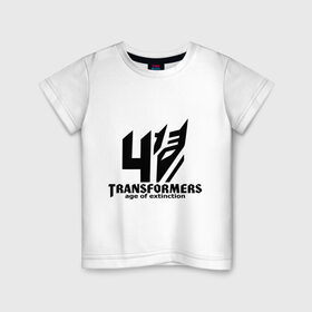 Детская футболка хлопок с принтом Трансформеры 4 в Белгороде, 100% хлопок | круглый вырез горловины, полуприлегающий силуэт, длина до линии бедер | 4 | кино | робот | трансформеры