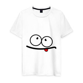Мужская футболка хлопок с принтом Смешная рожица в Белгороде, 100% хлопок | прямой крой, круглый вырез горловины, длина до линии бедер, слегка спущенное плечо. | 