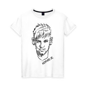 Женская футболка хлопок с принтом Neymar Jr в Белгороде, 100% хлопок | прямой крой, круглый вырез горловины, длина до линии бедер, слегка спущенное плечо | 