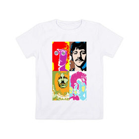 Детская футболка хлопок с принтом The Beatles в Белгороде, 100% хлопок | круглый вырез горловины, полуприлегающий силуэт, длина до линии бедер | 
