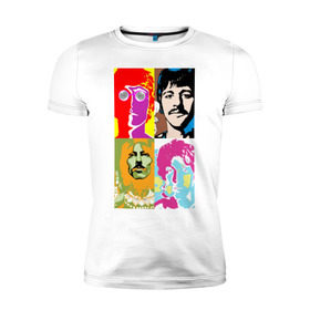 Мужская футболка премиум с принтом The Beatles в Белгороде, 92% хлопок, 8% лайкра | приталенный силуэт, круглый вырез ворота, длина до линии бедра, короткий рукав | 