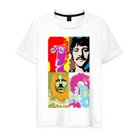 Мужская футболка хлопок с принтом The Beatles в Белгороде, 100% хлопок | прямой крой, круглый вырез горловины, длина до линии бедер, слегка спущенное плечо. | Тематика изображения на принте: 