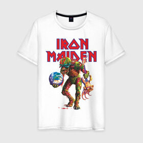 Мужская футболка хлопок с принтом Iron Maiden в Белгороде, 100% хлопок | прямой крой, круглый вырез горловины, длина до линии бедер, слегка спущенное плечо. | Тематика изображения на принте: iron maiden