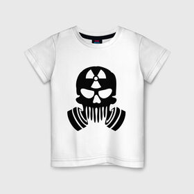 Детская футболка хлопок с принтом Радиация в Белгороде, 100% хлопок | круглый вырез горловины, полуприлегающий силуэт, длина до линии бедер | противогаз | радиация | респиратор | череп