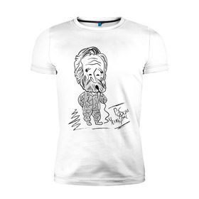 Мужская футболка премиум с принтом Робин Уильямс в Белгороде, 92% хлопок, 8% лайкра | приталенный силуэт, круглый вырез ворота, длина до линии бедра, короткий рукав | robin williams | актер | робин уильямс