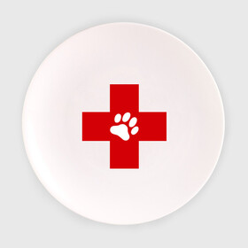 Тарелка с принтом Ветеринар в Белгороде, фарфор | диаметр - 210 мм
диаметр для нанесения принта - 120 мм | ветеринар | врач | доктор | красный | крест