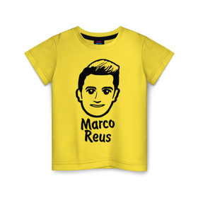 Детская футболка хлопок с принтом Reus в Белгороде, 100% хлопок | круглый вырез горловины, полуприлегающий силуэт, длина до линии бедер | германия | голова | лицо | марко | ройс | футбол